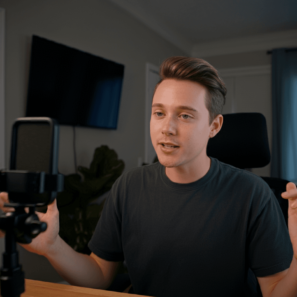 Short-Form Video Dominance: How TikTok and Reels Are Leading the Way 3 A content creator recording a behind the scenes video in their home studio