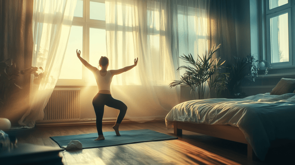The Power of a Morning Routine for Mental and Physical Health 3 dsptl Cinematic hyper realistic A person doing gentle morning y ae3e6dc0 cd24 4e1e b6f8 39ce81254047
