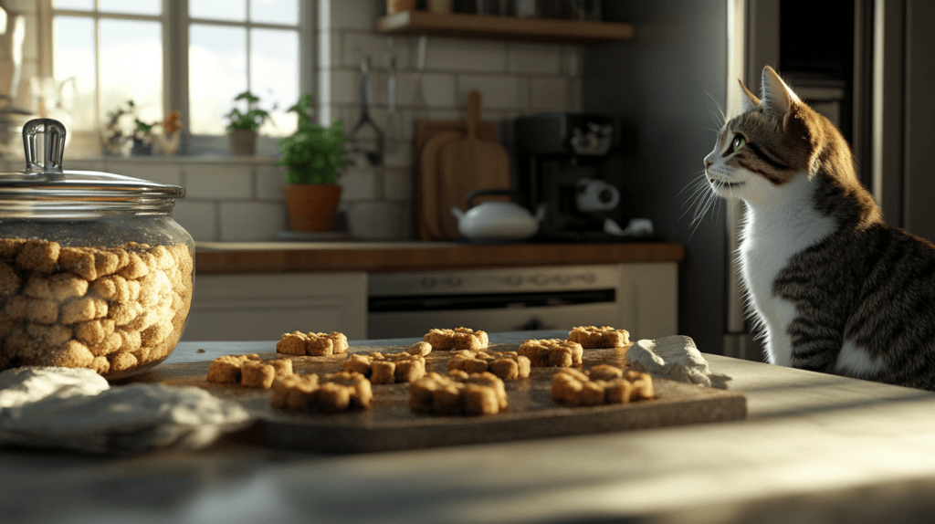 Celebrating Our Feline Friends: How to Show Your Cat Some Love on National Cat Day 1 dsptl Cinematic photo realistic A kitchen scene with homemade c e45fe4a2 677d 4fbd 9541 2ea1f44713b8