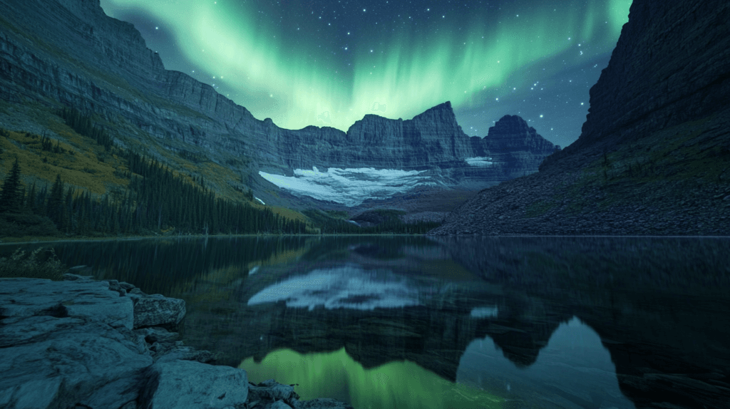 A Rare Sight: How to Experience the Northern Lights in the U.S. in 2024 1 dsptl Cinematic photo realistic A night scene at Glacier Nation 85d0ebe9 7c92 4677 ad10 1080a0b7cdf0