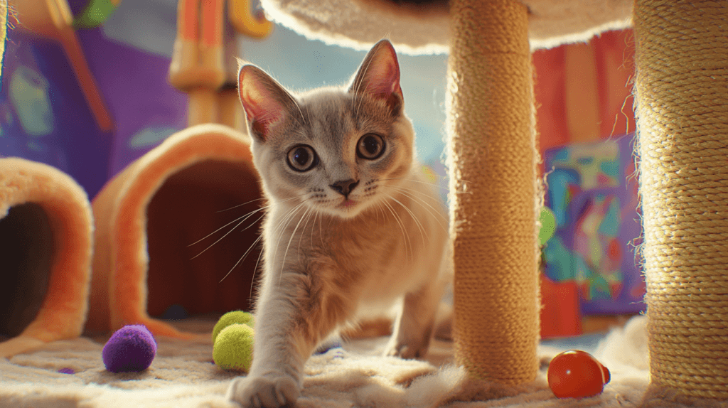Celebrating Our Feline Friends: How to Show Your Cat Some Love on National Cat Day 4 dsptl Cinematic photo realistic A playful cat exploring a cat t 14980f2e c4d3 4bbe 8501 3b41e6e75015