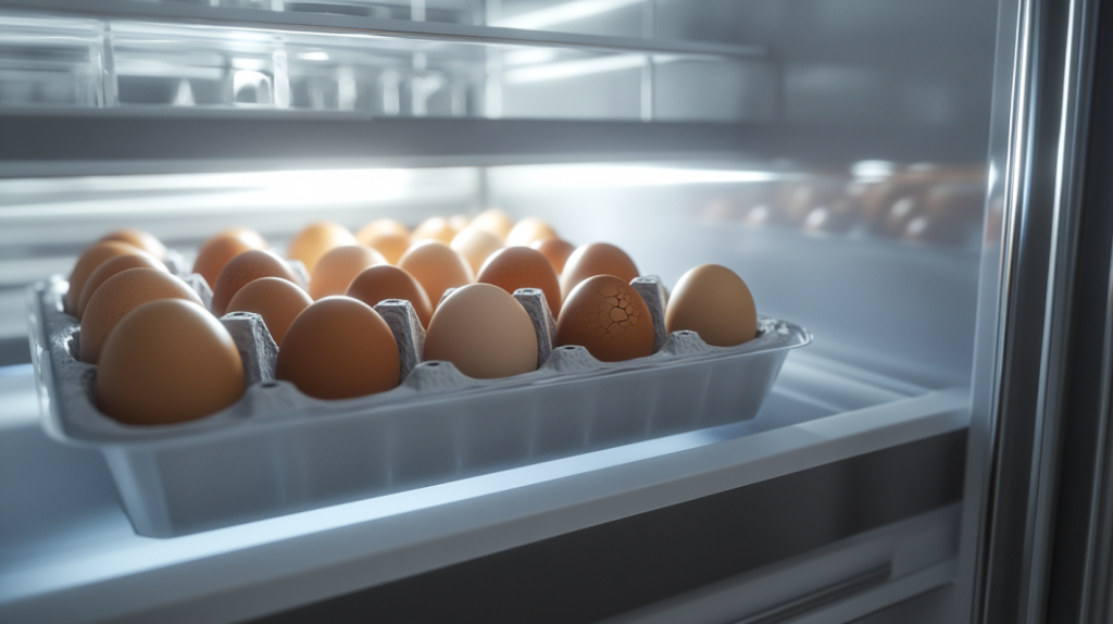 Egg Recall 2024: What Consumers Need to Know About the Salmonella Scare 1 dsptl Cinematic photo realistic Eggs tray in the fridge. 4k res a78330bc 0d90 4380 9748 950bffc05ecf