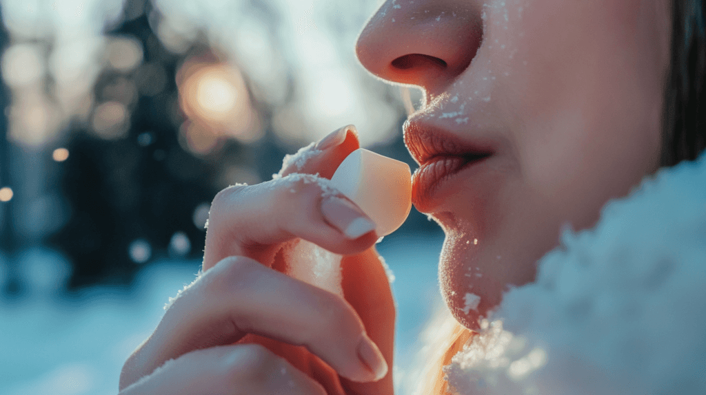 Winter Skin SOS: Protect and Nourish Your Skin During the Cold Months 2 dsptl Hyper realistic A person applying lip balm outdoors durin 8cf34bed 608b 4b16 8a62 013b8461b6a0