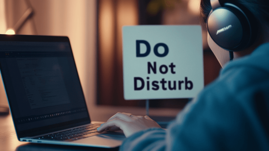 Mastering the Art of Remote Work: Proven Strategies for Productivity and Well-being 4 dsptl Hyper realistic A person wearing noise canceling headphon fc73a17b efda 4315 8a0b de96db00a6bb