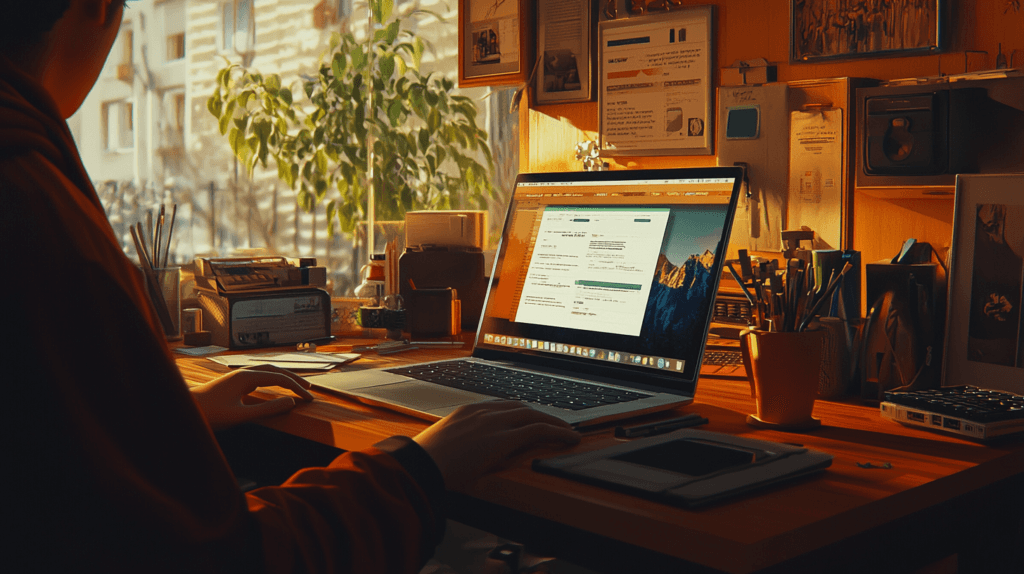 Mastering the Art of Remote Work: Proven Strategies for Productivity and Well-being 1 dsptl Hyper realistic A person working from home with a laptop a2cba247 9e55 4b83 b16b 6fedf312d00b