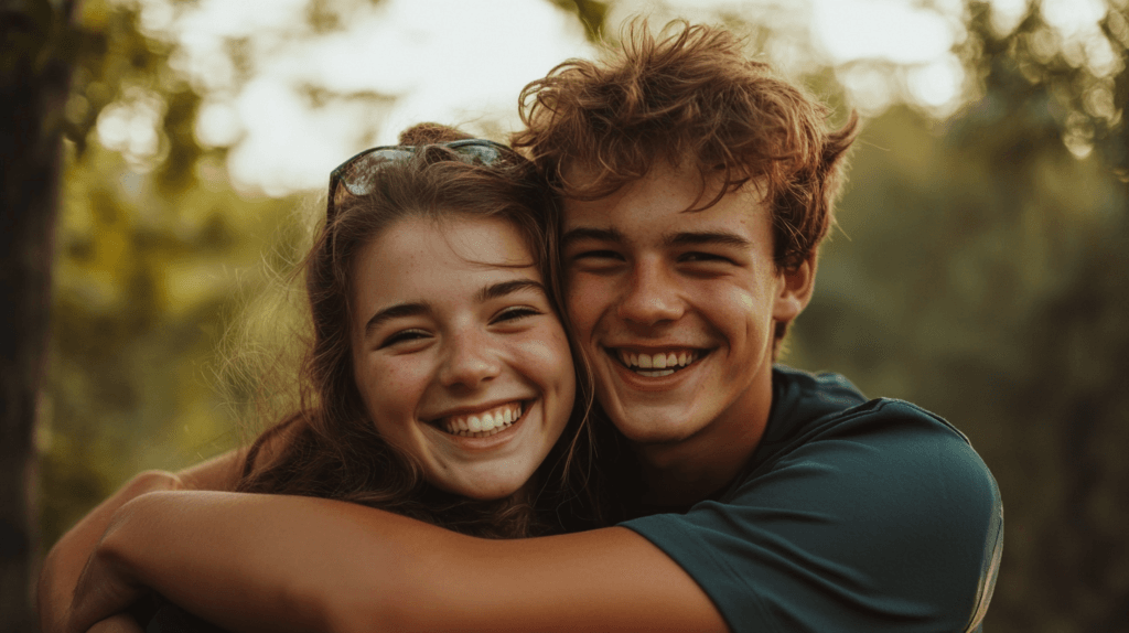 Setting Healthy Boundaries in Friendships 2 dsptl Hyper realistic candid Two friends male and female huggin f74bcdd7 507b 4f03 81a7 721a220fab68