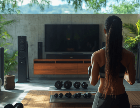 dsptl Ultra Realistic A person lifting weights in their living 318fef35 66ce 439a 87c5 386e46213c48